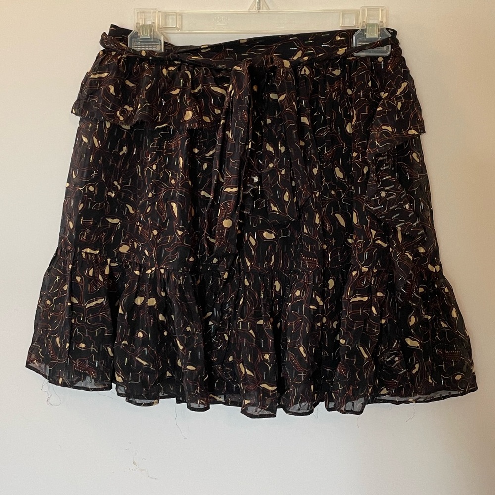 Ulla Johnson Black Belted Ruffle Mini Skirt